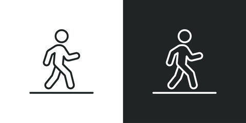 Walking person icon set showing pedestrian movement for navigation and fitness tracking app interface. Line with editable stroke single symbol. Thin linear style sign. Outline vector illustration © SomDraw