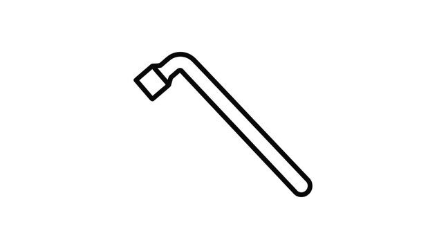 Hex key wrench outline black line on white background