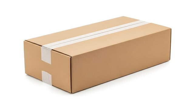 Single brown cardboard shipping box on white background