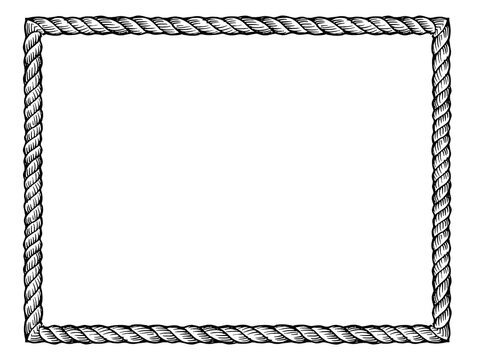 Nautical Rope Frame Border Illustration in Vintage Engraved Style