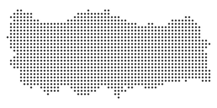 Dotted turkey map, black dots map vector illustration