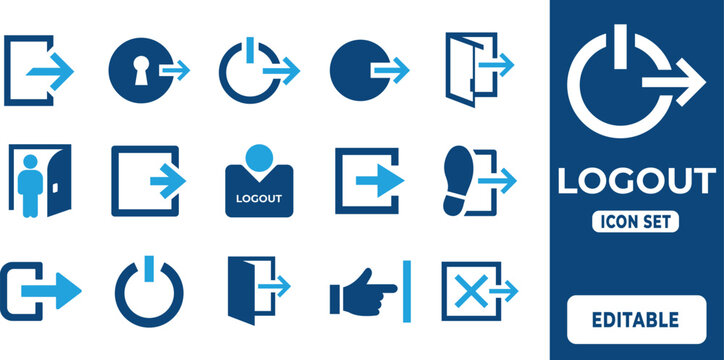 Logout and Sign Out Icon Collection Set