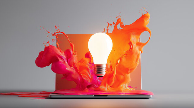 Creative Idea with Light Bulb and Color Splash