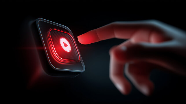 Finger touching glowing notification button symbolizing digital engagement