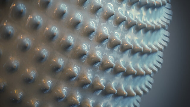 Abstract White Geometric Surface with Repeating Spikes 3D Render