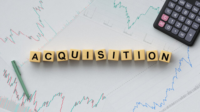 Acquisition Business Word on Financial Stock Market Chart 3D render