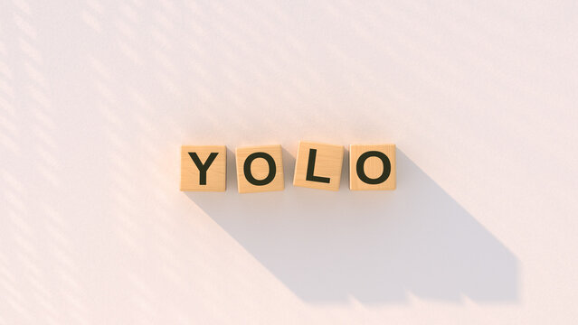 YOLO You Only Live Once Acronym on Wooden Letter Blocks 3D render