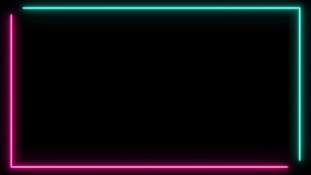 Abstract light neon frame on black background. laser looped animation. Futuristic light effect. Use for party and product show. Footage