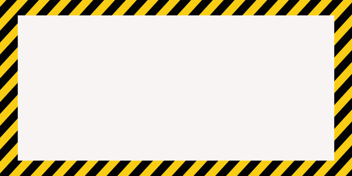 Warning tape with yellow and black diagonal stripes. Warn stop seamless line. Yellow and black caution tape border.