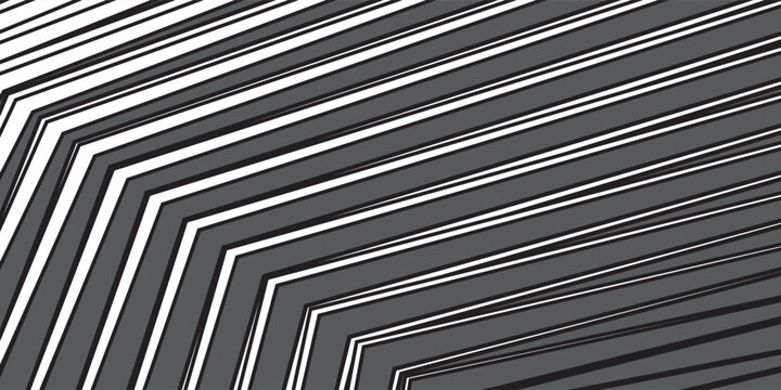 Abstract geometric chevron line halftone pattern background. Simple black and white vector illustration of parallel angular bent stripes gradient texture, modern optical transition layout, and creativ