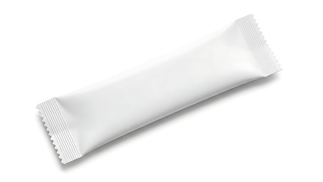 Single white packaged snack bar on plain background
