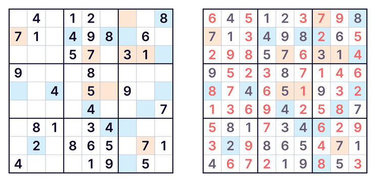 Holiday sudoku puzzle activity with even and odd numbers featuring hints for medium difficulty level. Sudoku game includes numbers from 1 to 9 arranged in a 9x9 grid format.