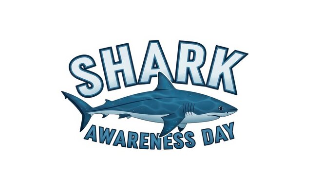 Shark Awareness Day vector logo with stylized text