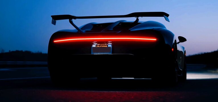 Bugatti Chiron Pur Sport. A luxury, expensive supercar. driving in the night