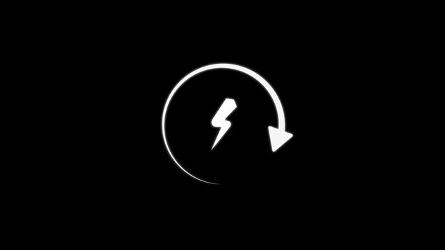 Minimalist lightning bolt loading spinner animation, rotating energy for ui ux