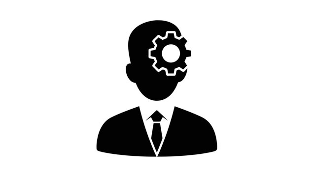 Businessman with gear in head icon.