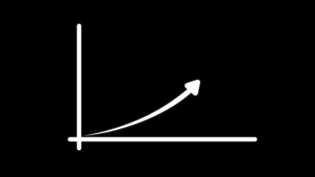 Exponential growth chart animation: rising success graph with upward arrow for business and financial performance analysis