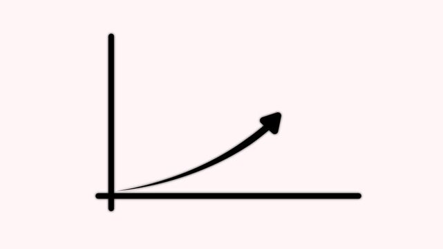 Animated exponential growth graph line rising upward on white background, chart business