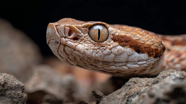 Portrait of Redi&rsquo;s viper Vipera aspis francisciredi, also known as the Italian asp, showcasing detailed close-up features, natural coloration