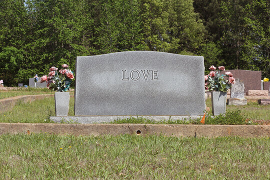 Love on Granite Headstone Death of Love Concept