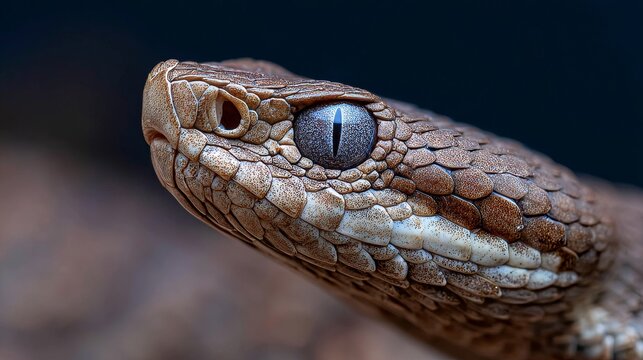 Portrait of Redi&rsquo;s viper Vipera aspis francisciredi, also known as the Italian asp, showcasing detailed close-up features, natural coloration