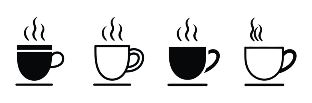 Coffee Cup Icon Showcasing Hot Coffee Beverage, Cafe Sign, Menu Symbol, and Vector Graphic Illustration