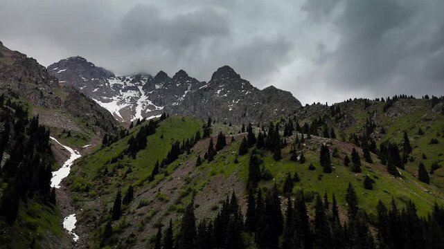Aerial Mountains landscape in Kazakhstan