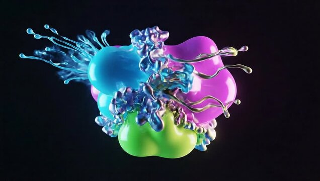 Colorful Jelly Abstract Background with Glossy Gel Texture and Vibrant Soft Translucent Shapes, 4K Video