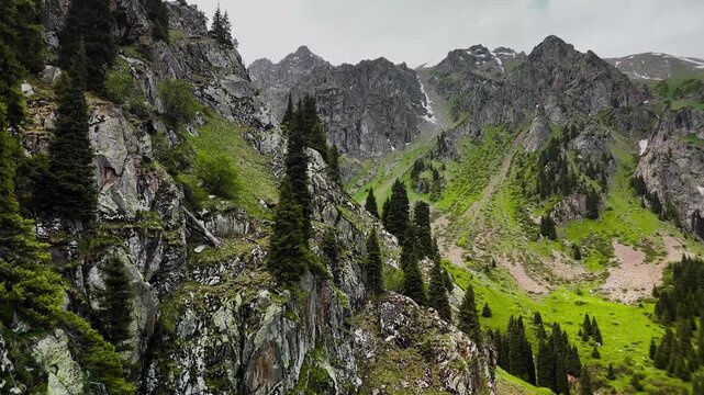 Aerial Mountains landscape in Kazakhstan