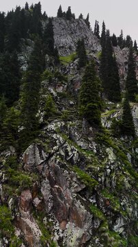 Aerial Mountains landscape in Kazakhstan