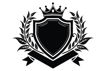 Obraz premium crest coat of arms border heraldic frame silhouette line art vector illustration