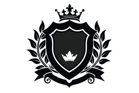 crest coat of arms border heraldic frame silhouette line art vector illustration