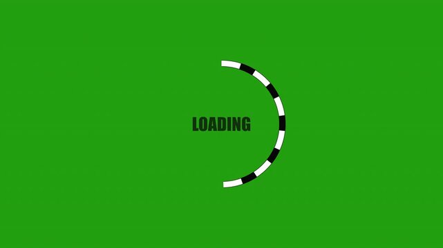 Animated semicircle loading indicator with progress movement isolated on green background for interface design