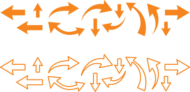 Orange circular arrows flowing in continuous loop pattern