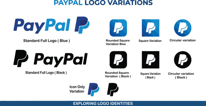 Paypal Digital payment logo collection on white background with flat design icons and symbols