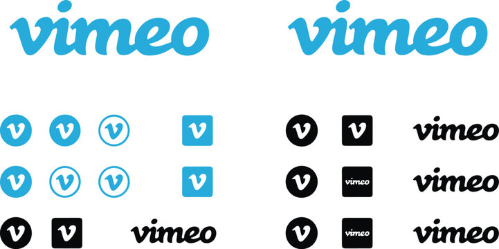 Vimeo Logo Variations and Icons in Blue and Black