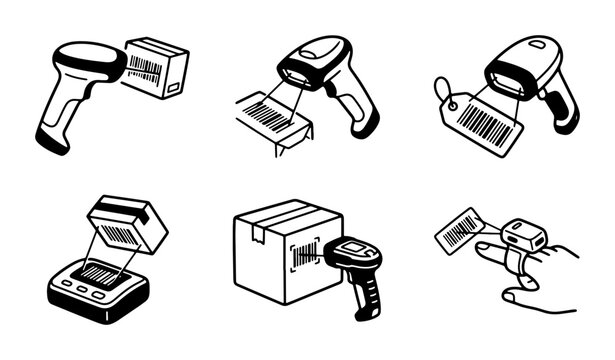 Barcode Scanner Icons, Retail Technology, Product Scanning, Inventory Management, Data Capture