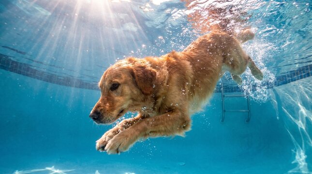 Golden Retriever in a pool