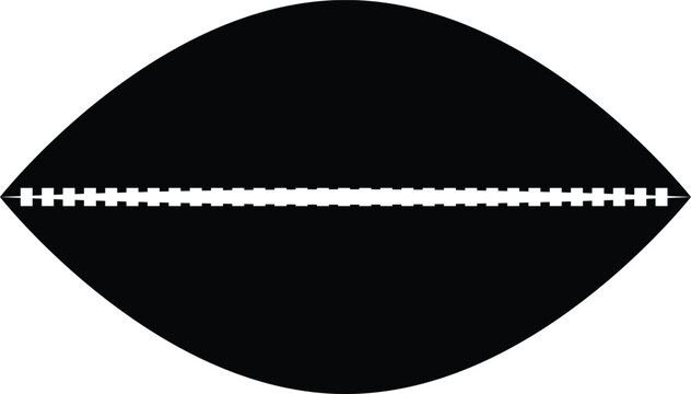 Black oval shape with white zipper detail abstract