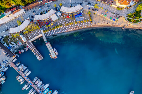 Poyrazkoy in Istanbul, Turkey. Poyrazkoy is the name of a village in Beykoz district, Istanbul Province. Aerial view of Poyrazkoy Port.