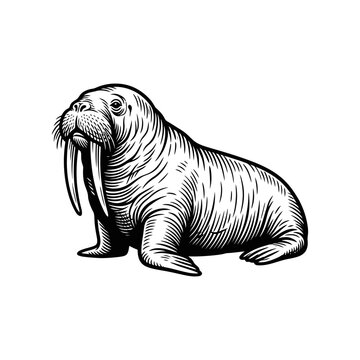 Detailed illustration of a walrus animal.
