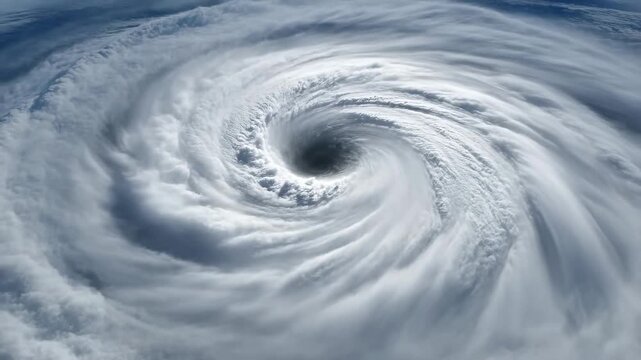 Dramatic cyclone swirling with powerful vortex energy overhead