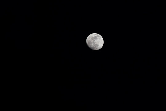 Detailed Moon Against Dark Sky Background