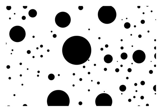 Polka dot background with randomly scattered black circles of varying sizes in minimalist style