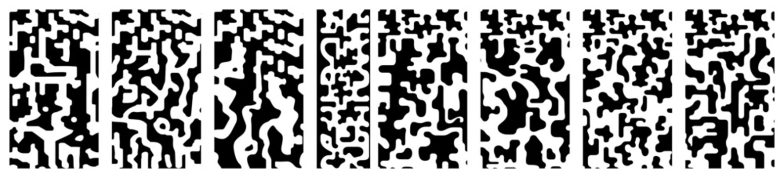 Abstract organic maze patterns and liquid shapes set in monochrome minimalist style