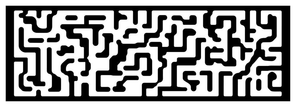 Horizontal organic maze pattern with thick fluid lines in abstract graphic style