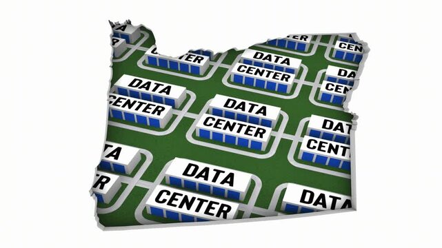 Oregon OR Map Data Centers Building Development State Law Ban Regulation 3d Animation