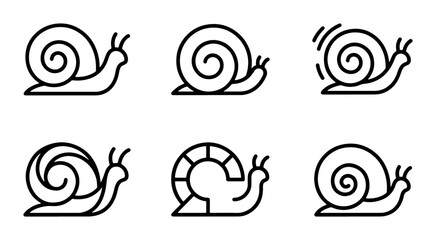 Six Simple Snail Icons, Vector Art Collection: Cute Mollusk Graphics for Nature and Wildlife Designs © Jorina