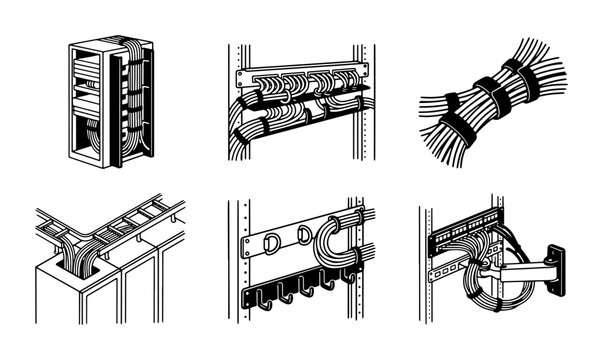 Server Rack Cable Management Solutions, Network Wiring Organization, Data Center Infrastructure, IT Equipment Setup