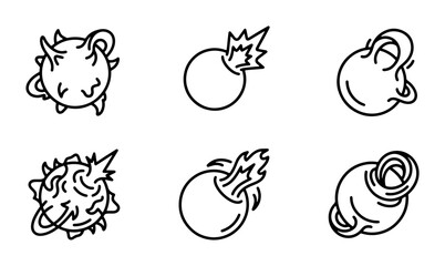 Cosmic Orbs, Meteorites, Asteroids, Celestial Bodies, Space Icons, Vector Set © Jorina